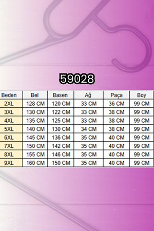 59028 Büyük Beden Paçası Çıma Detaylı Modal Pantolon - Siyah
