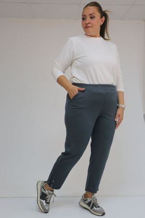 59012 Büyük Beden Paçasında Kuş Gözü Detaylı Modal Pantolon - Antrasit