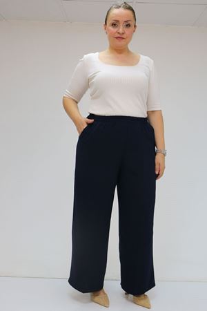 59014 Büyük Beden Beli Lastikli Bolpaça Pantolon - Lacivert