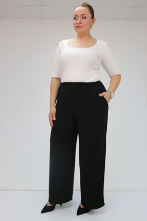 59014 Büyük Beden Beli Lastikli Bolpaça Pantolon - Siyah