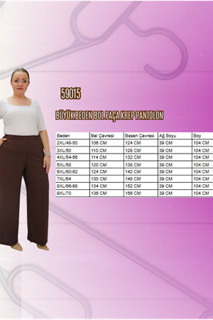 59014 Büyük Beden Beli Lastikli Bolpaça Pantolon - Siyah