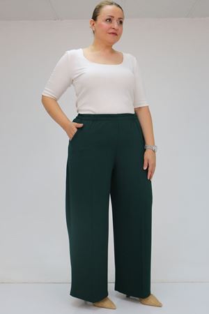 59014 Büyük Beden Beli Lastikli Bolpaça Pantolon - Zümrüt
