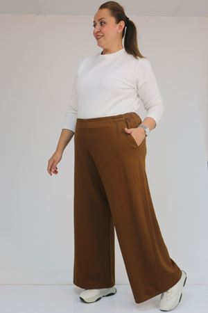 59026 Büyük Beden Beli Lastikli Modal Pantolon - Taba
