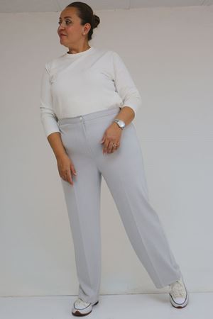 59030 Büyük Beden Düğmeli Fermuarlı Modal Pantolon - Gri