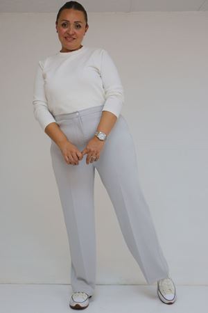 59030 Büyük Beden Düğmeli Fermuarlı Modal Pantolon - Gri