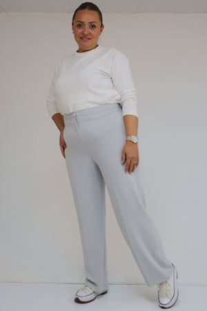 59030 Büyük Beden Düğmeli Fermuarlı Modal Pantolon - Gri