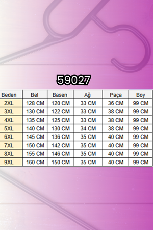 59027 Büyük Beden Paçasında İnci Çakma Modal Pantolon - İndigo