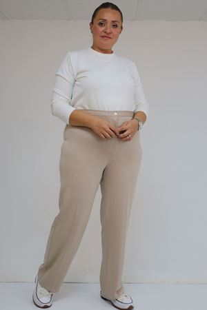 59030 Büyük Beden Düğmeli Fermuarlı Modal Pantolon - Vizon