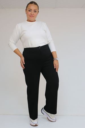 59030 Büyük Beden Düğmeli Fermuarlı Modal Pantolon - Siyah