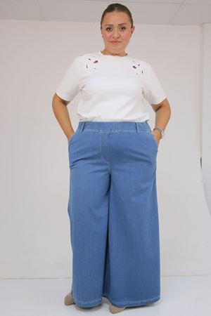 59003 B.B.Beli Lastikli Gizli Fermuarlı Bolpaça Pantolon - Petekli