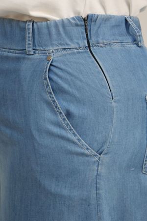 59003 B.B.Beli Lastikli Gizli Fermuarlı Bolpaça Pantolon - Mavi