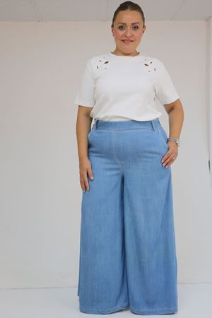 59003 B.B.Beli Lastikli Gizli Fermuarlı Bolpaça Pantolon - Mavi