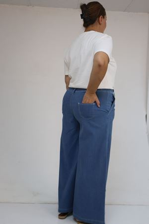 59003 B.B.Beli Lastikli Gizli Fermuarlı Bolpaça Pantolon - Petekli