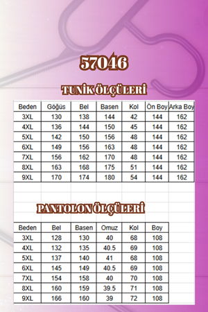 57046 Büyük Beden Eteği Oval Kesim Modal Pantolonlu Takım - Bej
