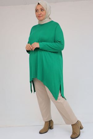 58106 Büyük Beden Eteği Asimetrik Kesim Çilek Tunik - Beneton