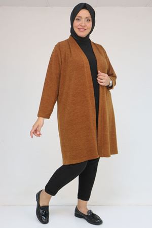 53036 Büyük Beden Mir Ceket - Taba