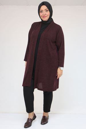 53036 Büyük Beden Mir Ceket - Mürdüm