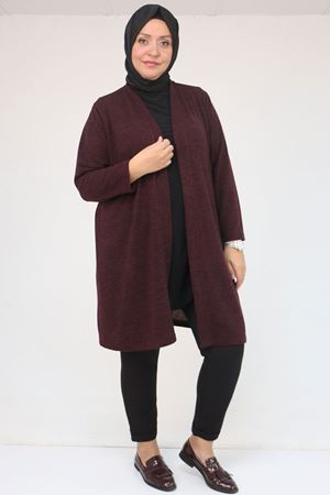 53036 Büyük Beden Mir Ceket - Mürdüm