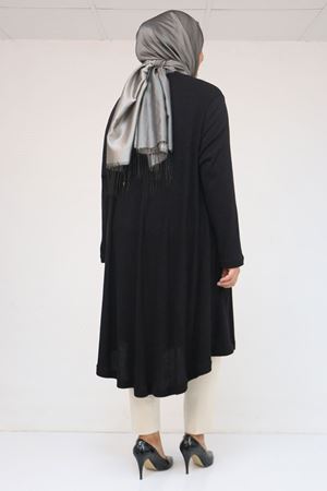 58117 Büyük Beden Taş Detaylı Mevlana Mir Tunik - Siyah