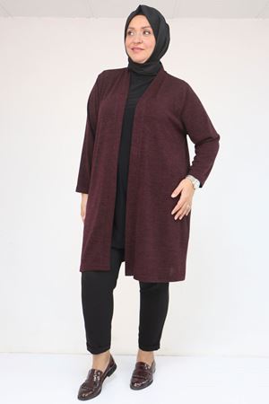 53036 Büyük Beden Mir Ceket - Mürdüm