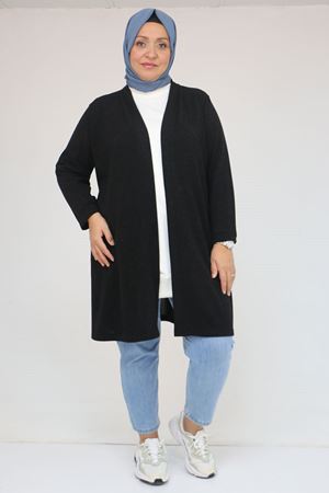 53036 Büyük Beden Mir Ceket - Siyah