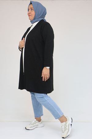 53036 Büyük Beden Mir Ceket - Siyah