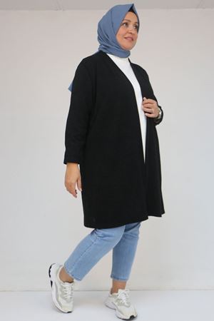 53036 Büyük Beden Mir Ceket - Siyah