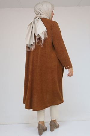 58124 Büyük Beden Eteği Ve Kolu Beyoğlu Detaylı Mir Tunik - Taba