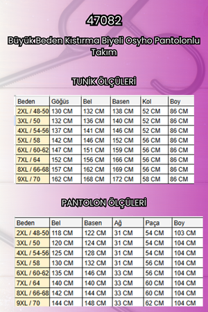 47082 Büyük Beden Kıstırma Biyeli Osyho Pantolonlu Takım - Siyah