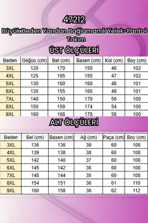 47212 Büyük Beden Yandan Bağlamamlı Yelek-Pantolon Takım - Siyah