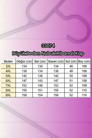 33074 Büyük Beden Nubuk Ribanalı Kap - Vizon