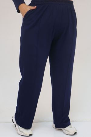 57041 Büyük Beden Cepte Arma Detaylı Modal Pantolonlu Takım - İndigo