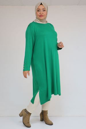 58116 Büyük Beden Kol Ve Omzu Düğme Detaylı Çilek Tunik - Benetton