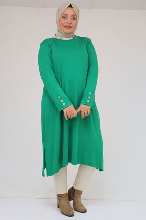 58116 Büyük Beden Kol Ve Omzu Düğme Detaylı Çilek Tunik - Benetton