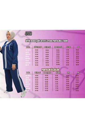 47058 Büyük Beden Şerit Detaylı Modal Pantolonlu Takım - Siyah