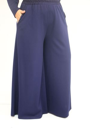 57043 Büyük Beden Yanı Yırtmaçlı Modal Pantolonlu Takım - İndigo