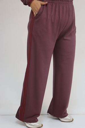 57056 Büyük Beden Renge Renk Garnili Modal Pantolonlu Takım - Gül Kurusu