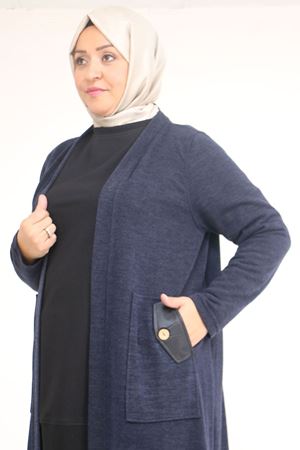 53035 Büyük Beden Cep Detaylı Mir Ceket - Lacivert