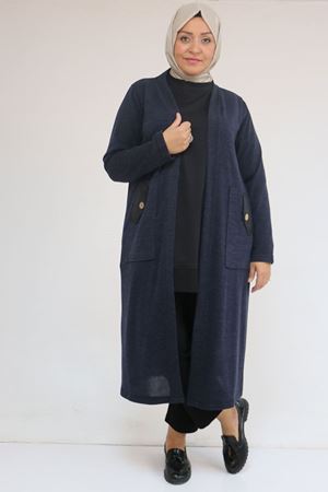 53035 Büyük Beden Cep Detaylı Mir Ceket - Lacivert