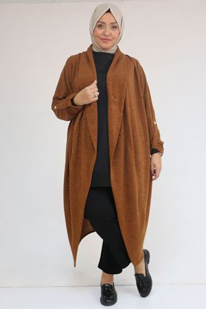 43093 Büyük Beden Kalın Patlı Mir Ceket - Taba