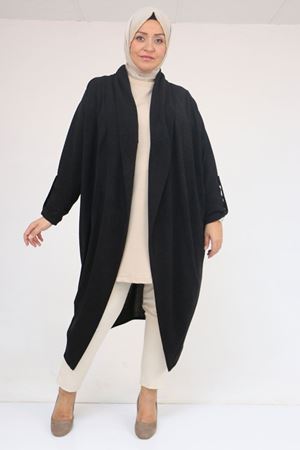 43093 Büyük Beden Kalın Patlı Mir Ceket - Siyah