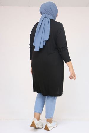 58122 Büyük Beden Basic Çilek Tunik - Siyah