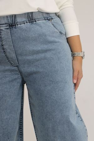 9182-8 Büyük Beden Beli Lastikli Bolpaça Pantolon - Mavi