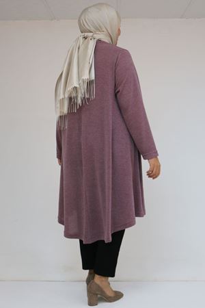 58147 Büyük Beden Mevlana Kesim Mir Tunik - Gül Kurusu