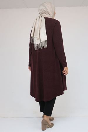 58147 Büyük Beden Mevlana Kesim Mir Tunik - Mürdüm