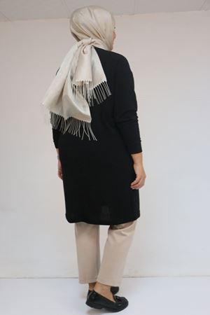 58148 Büyük Beden Düşük Kollu Mir Tunik - Siyah