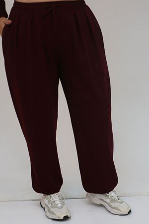 57058 Büyük Beden Pantolonlu Modal İkili Takım - Bordo