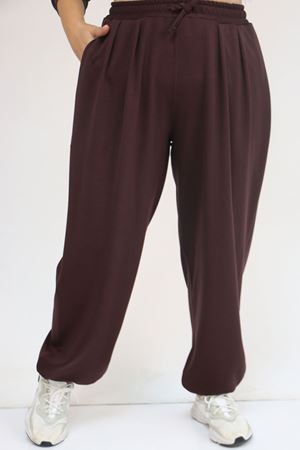 57058 Büyük Beden Pantolonlu Modal İkili Takım - Kahve