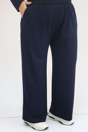 57035 Büyük Beden Omzu Apoletli Çıtçıt Detaylı Modal Takım - Lacivert