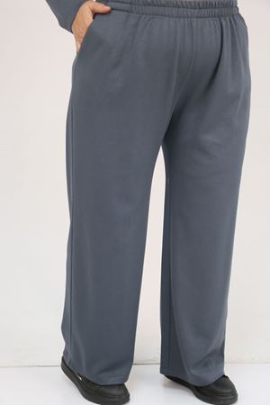 57035 Büyük Beden Omzu Apoletli Çıtçıt Detaylı Modal Takım - Antrasit